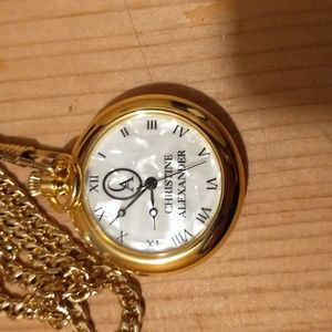 Christine Alexander Ladies Pocket Watch with Faux Mother of Pearl Dial